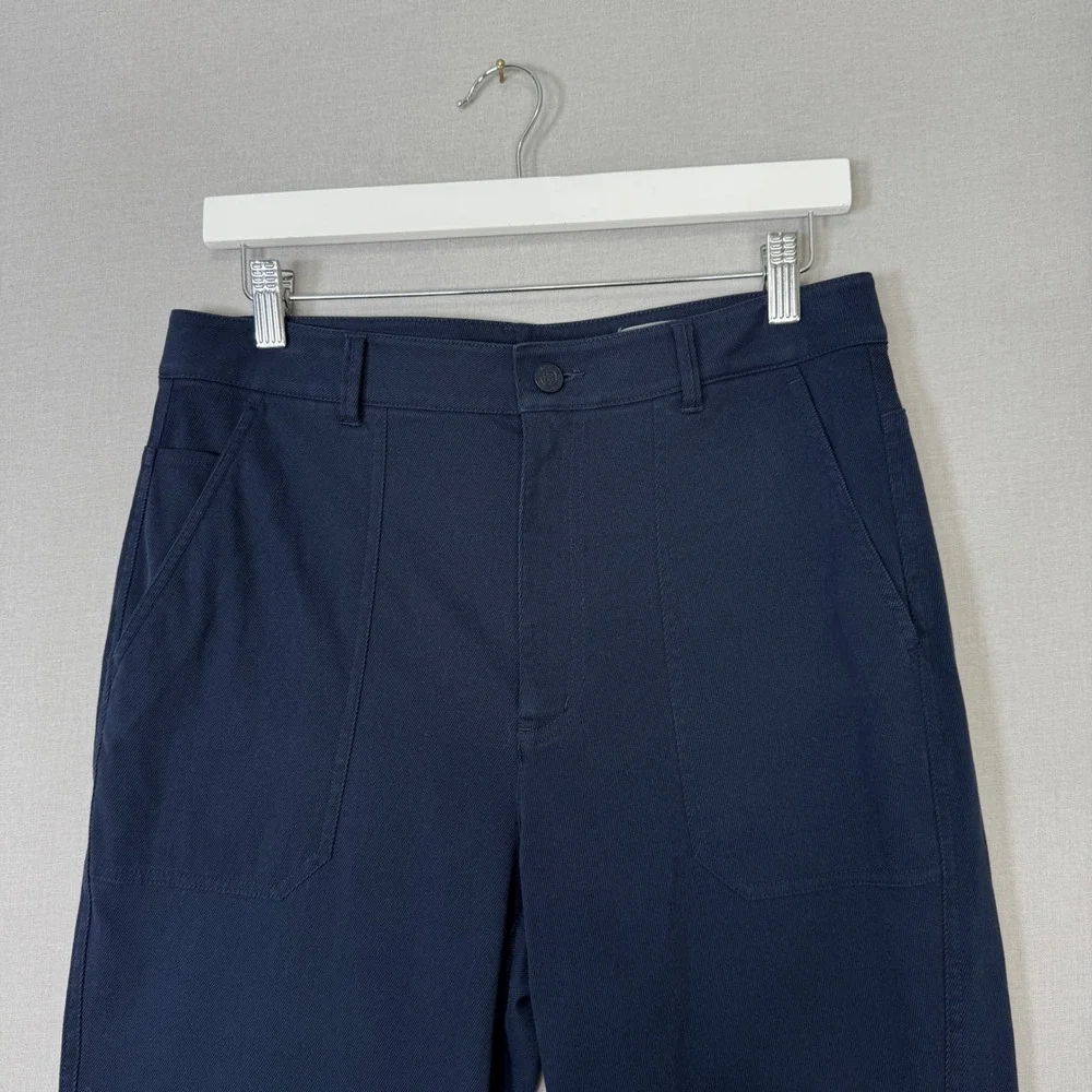 G/FORE Cotton‎ Twill High Rise Straight Tapered Trouser Womens 10 Blue Golf Pant
